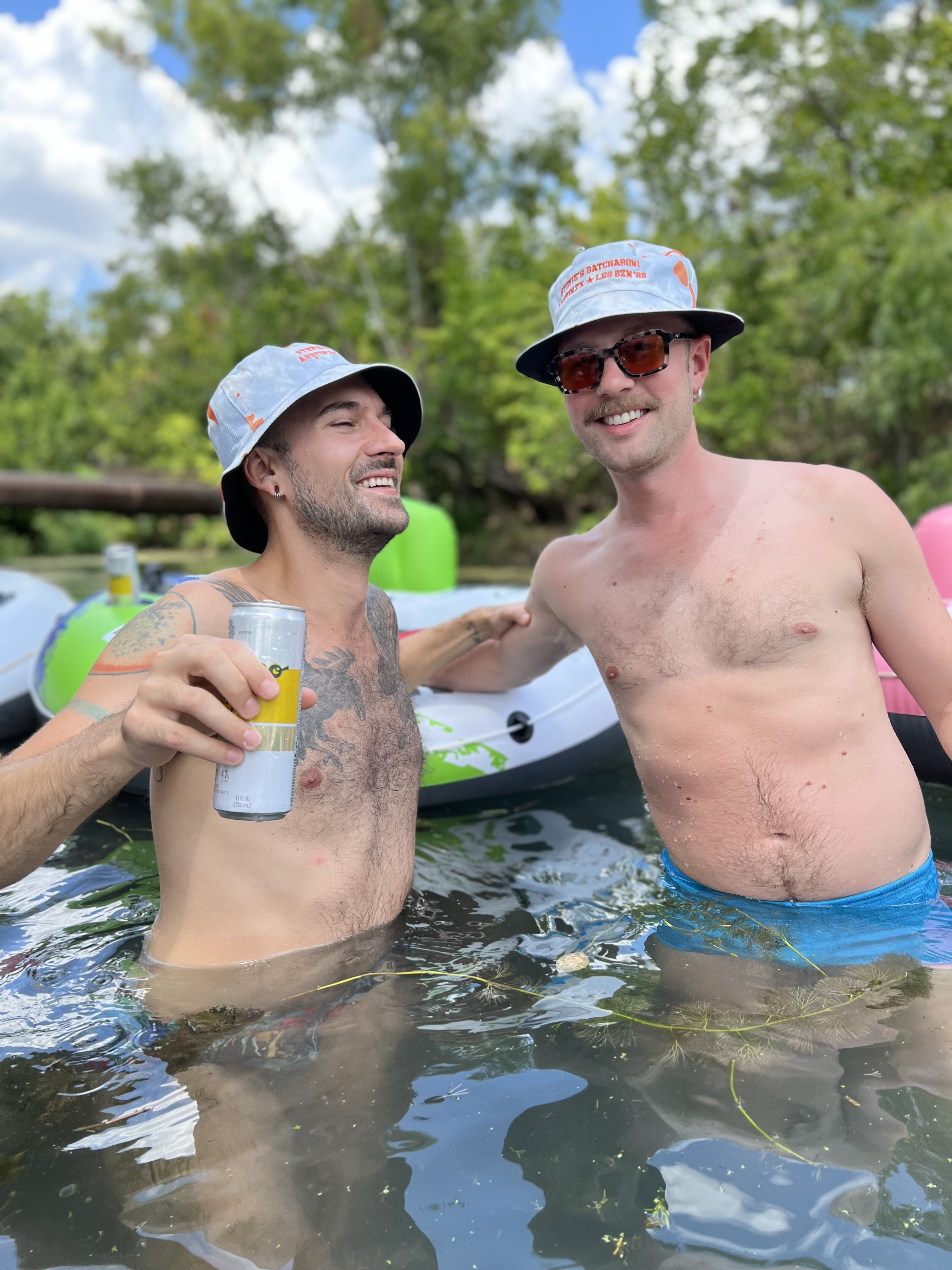 Happy guests enjoying river tubing on a fun Austin TX tour